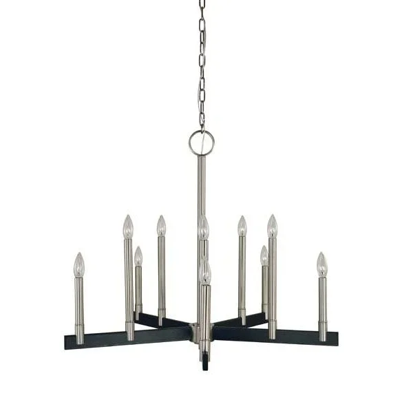 Framburg 5358 BN/MBLACK Jessica 10-Light Dining Chandelier in Brushed Nickel/Matte Black