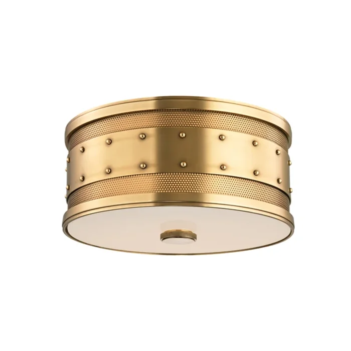Gaines 2-Light Flush Mount in Aged Brass 12L x 12W x 5.5H2202-AGB