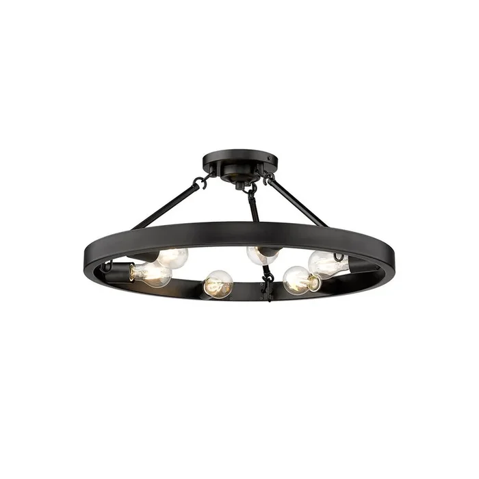 Golden Lighting 1019-6SF BLK Castile 6 Light Semi-Flush in Matte Black