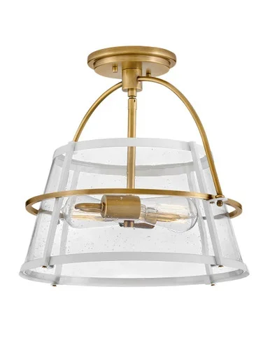 Hinkley Tournon LED Semi-Flush Mount in Heritage Brass – 38111HB-PT