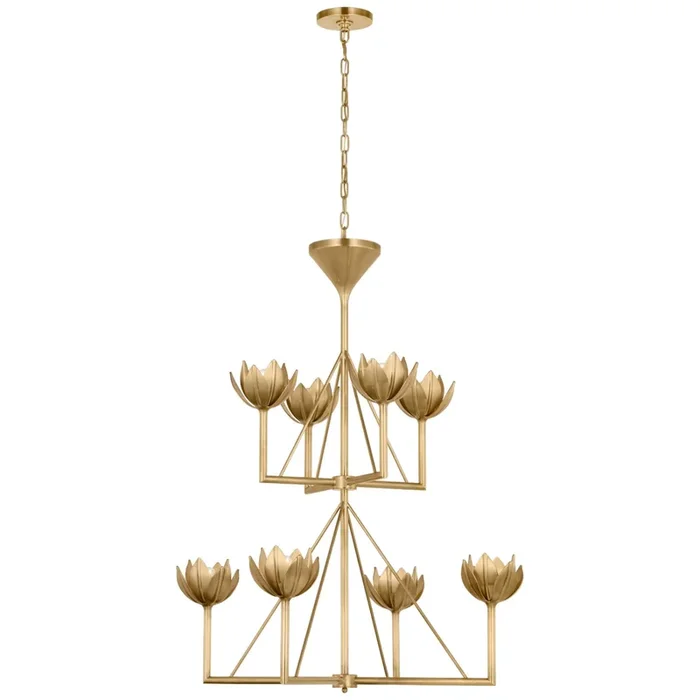 Julie Neill Alberto Medium Two Tier Chandelier in Antique-Burnished Brass Ceiling Light W35.5″ x H43″JN 5005AB