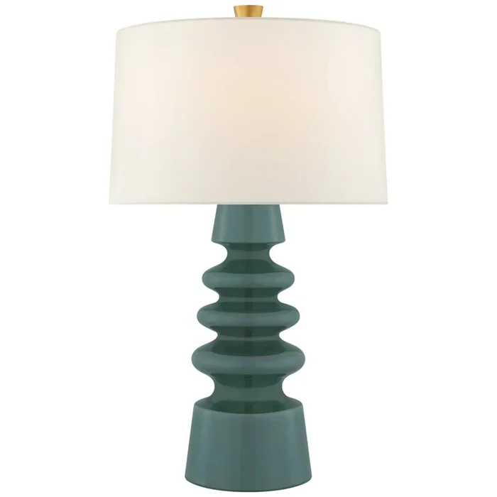 Julie Neill Andreas Medium Table Lamp in Aventurine with Linen Shade W18″ x H28.5″JN 3608AVN-L