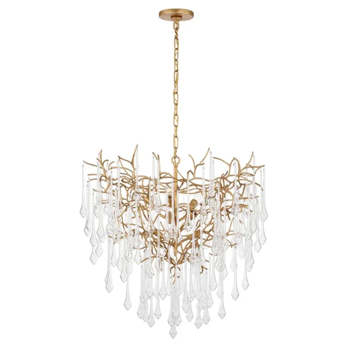 Julie Neill Rayne 31″ Chandelier in Gilded Iron with Clear Glass Ceiling Light W32″JN 5220GI-CG