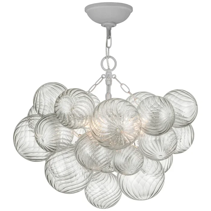 Julie Neill Talia 24″ Semi-Flush Mount in Plaster White and Clear Swirled Glass Ceiling Light W24″ x H23″JN 4110PW/CG