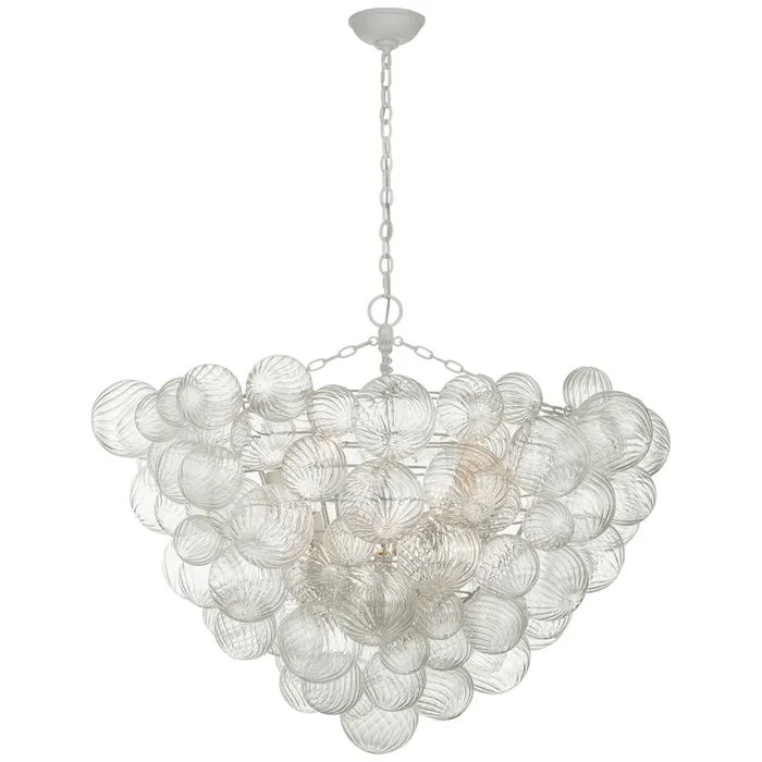 Julie Neill Talia 46″ Chandelier in Plaster White and Clear Swirled Glass Ceiling Light W45.5″JN 5122PW/CG