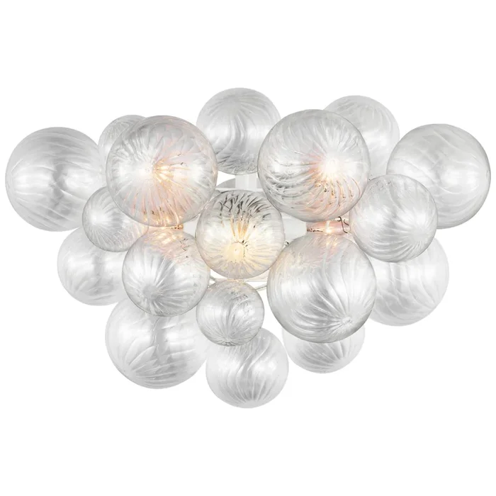 Julie Neill Talia Large Sconce in Plaster White with Clear Swirled Glass Wall Light W26.75″ x H17.75″JN 2006PW-CG