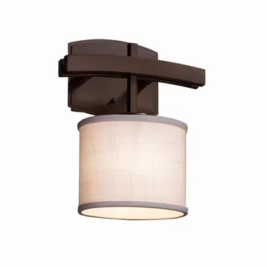 Justice Designs Textile One Light Wall Sconce in Dark Bronze – FAB-8597-30-WHTE-DBRZ