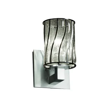 Justice Designs Wire Glass One Light Wall Sconce in Brushed Nickel – WGL-8921-10-SWCB-NCKL