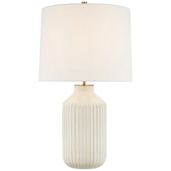 kate spade new york Braylen Medium Ribbed Table Lamp in Ivory with Linen Shade W17″ x H29″KS 3636IVO-L