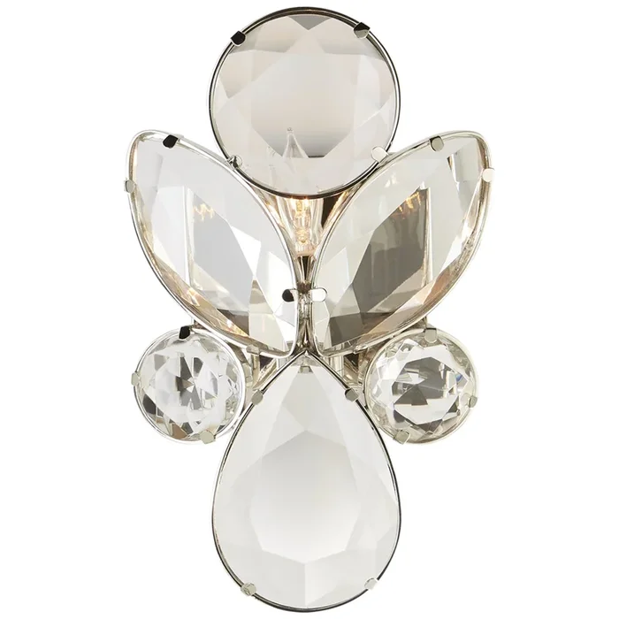 kate spade new york Lloyd Small Jeweled Sconce in Nickel with Clear Crystal Wall Light W6″ x H10″KS 2015PN-CG