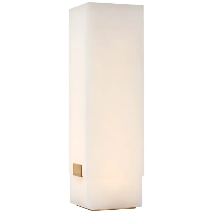 Kelly Wearstler Covet 16″ Rechargeable Table Lamp in Alabaster and Antique-Burnished Brass W5″ x H16.25″KW 3905ALB/AB