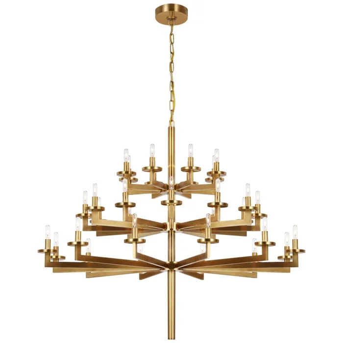 Kelly Wearstler Liaison Triple Tier Chandelier in Antique-Burnished Brass Ceiling Light W47.5″KW 5202AB