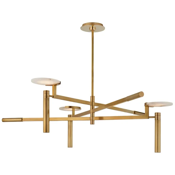 Kelly Wearstler Melange Large Floating Disc Chandelier in Antique-Burnished Brass with Alabaster Ceiling Light W44.75″KW 5602AB-ALB