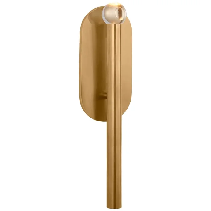 Kelly Wearstler Rousseau Medium Bath Sconce in Antique-Burnished Brass with Clear Glass Orb Wall Light W4.25″ x H15.5″KW 2281AB-CG