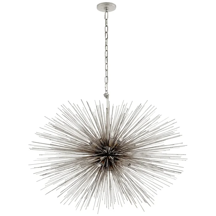 Kelly Wearstler Strada Medium Oval Chandelier in Burnished Silver Leaf Ceiling Light W38″KW 5074BSL
