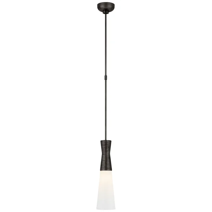 Kelly Wearstler Utopia Medium Pendant in Aged Iron with White Glass Ceiling Light W5″KW 5533AI-WG