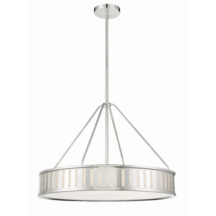Kendal 6 Light Polished Nickel Chandelier 28″W x 20.5″H x 28″DKEN-8306-PN