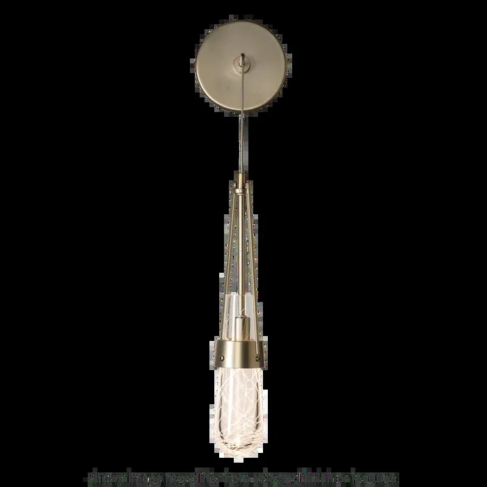 Link Blown Glass Low Voltage Sconce – Vintage Platinum – Clear with White Threading Glass