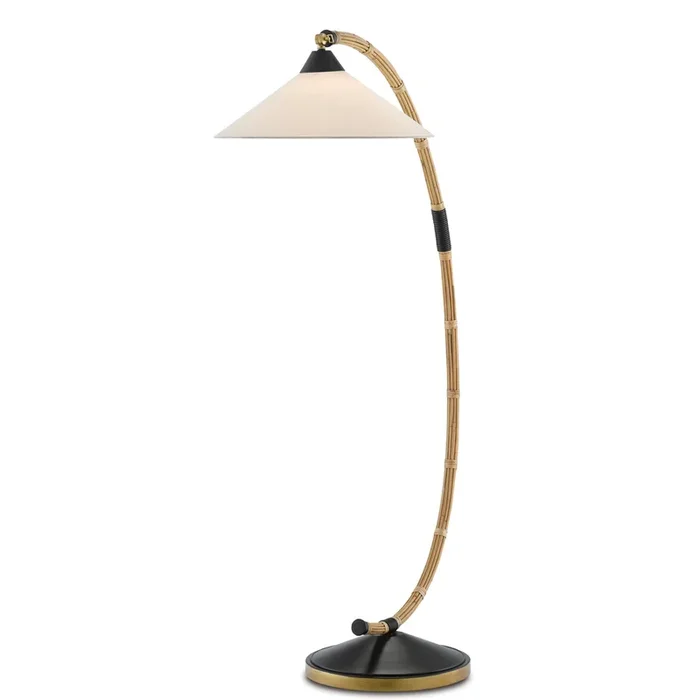 Lisbon Floor Lamp – Natural/Rattan/New Brass/Satin Black8000-0088