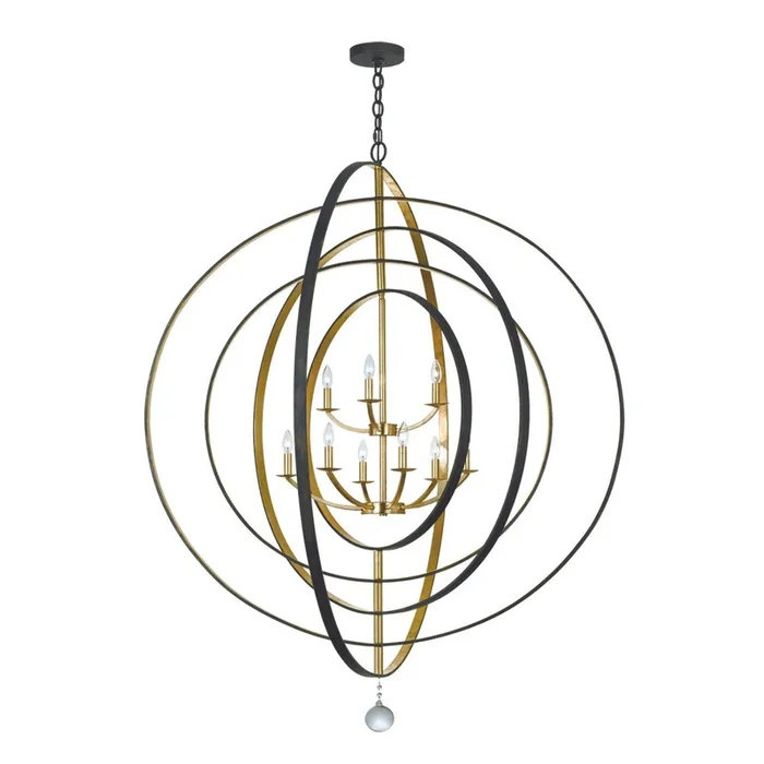 Luna 9 Light English Bronze + Antique Gold Chandelier 48″W x 58.5″H x 48″D587-EB-GA