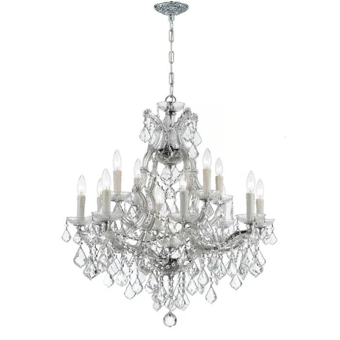 Maria Theresa 13 Light Hand Cut Crystal Polished Chrome Chandelier Hand Cut Crystal 29″W x 30″H x 29″D4412-CH-CL-MWP