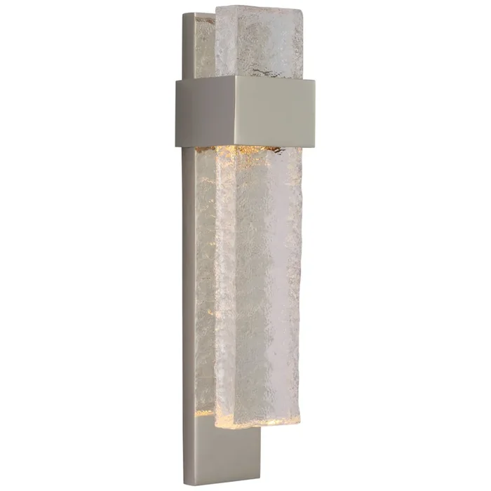 Marie Flanigan Brock Medium Sconce in Polished Nickel and Clear Wavy Glass Wall Light W3″ x H14″S 2340PN/CWG