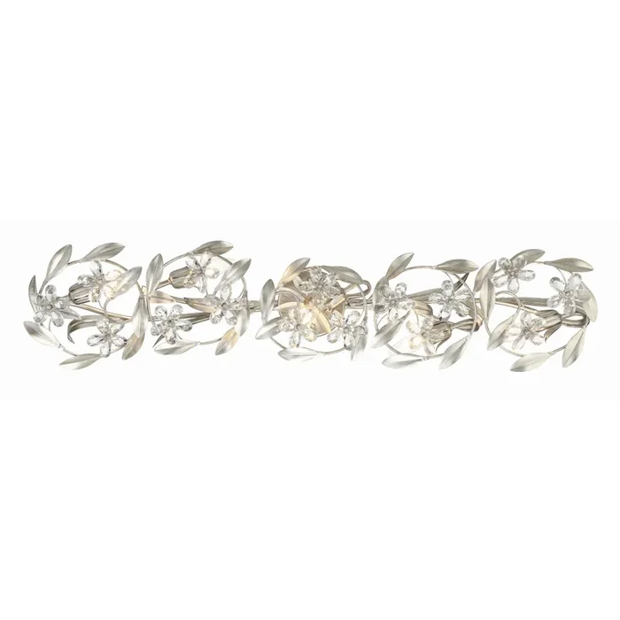 Marselle 5 Light Antique Silver Sconce Hand Cut Crystal 42″W x 8.5″H x 6.5″DMSL-305-SA