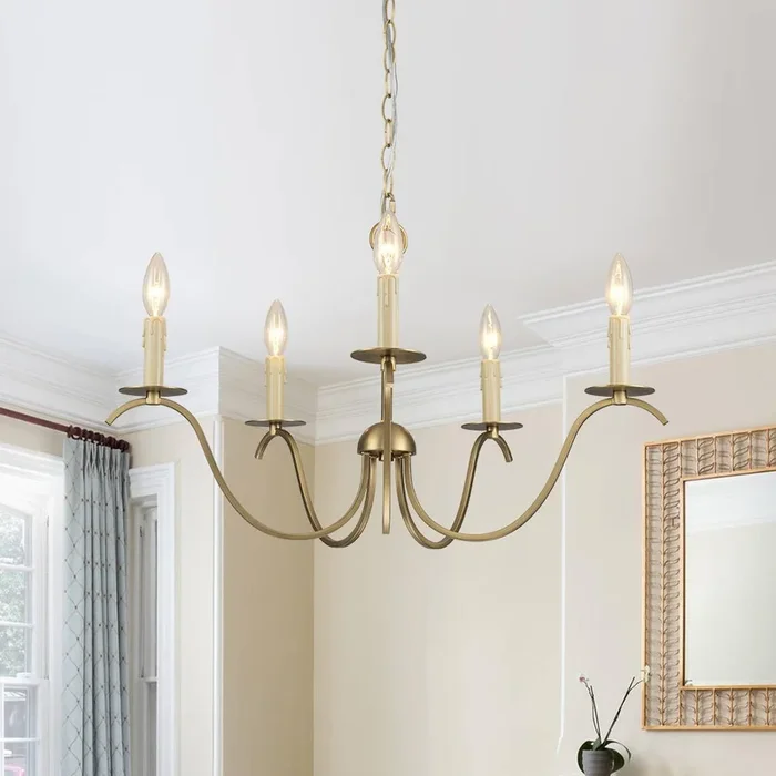 Mid-century 5-Light Candle Style Swooping Arm ChandelierS81010000067538