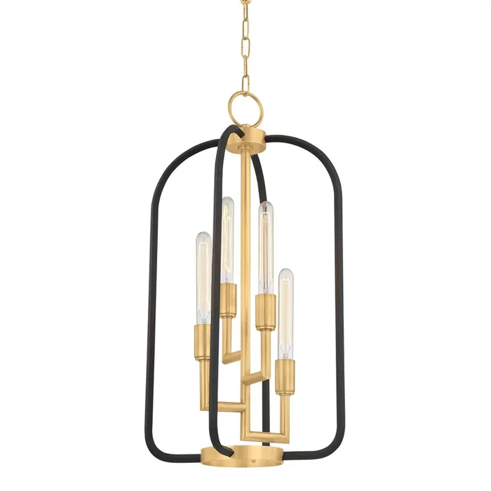 Milan Mini-Pendant – Vintage Gold – Clear Glass – 9in. Diameter – E12 Candelabra Base
