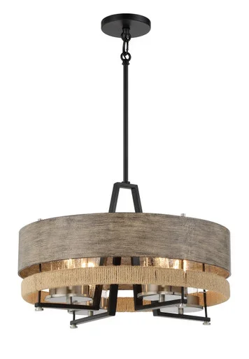 Minka-Lavery Silver Creek Four Light Convertible Pendant in Stone Grey, Coal & Brushed Nic – 2764-733