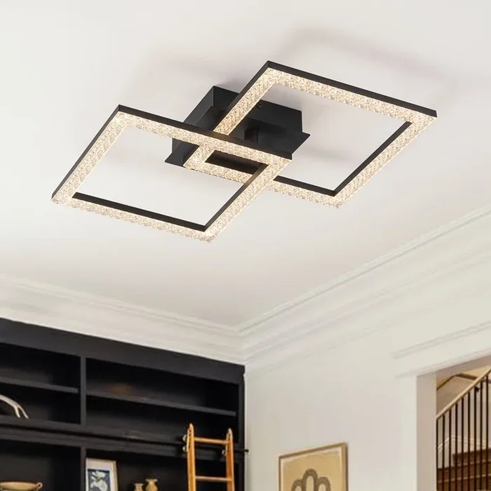 Modern 2-Light Square Cross Loop LED Semi-Flush Mount Ceiling LightS81010000067668