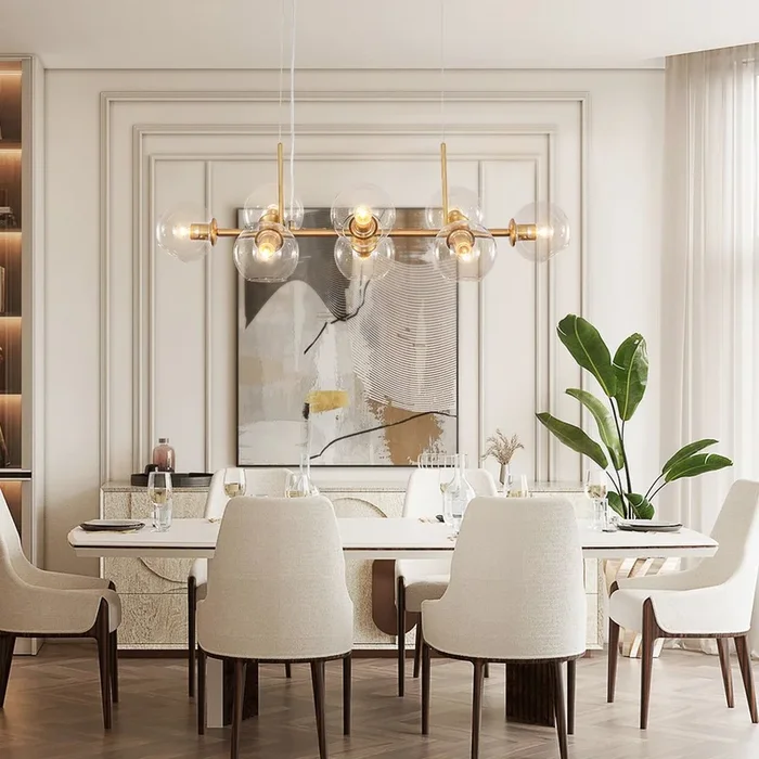 Open Box – Mid-Century Modern Glass Globe Linear ChandelierRT-S81010000003968