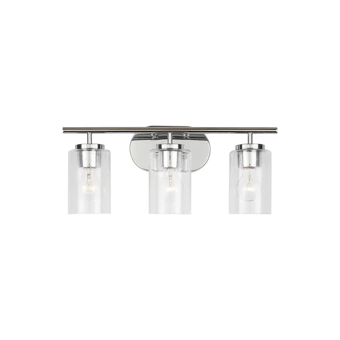 Oslo Three Light Wall / Bath Contemporary Fixture 20″ Width 8.5″ Height Steel Round Clear Seeded Shade in Chrome41172-05