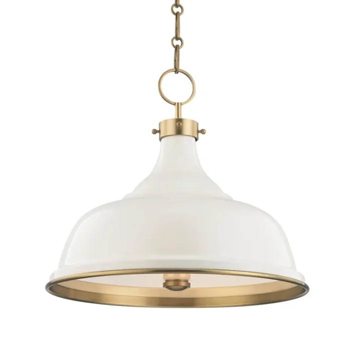 Painted No.1 3-Light Pendant in Aged Brass/Off White by Mark D. Sikes 18L x 18W x 16HMDS300-AGB/OW