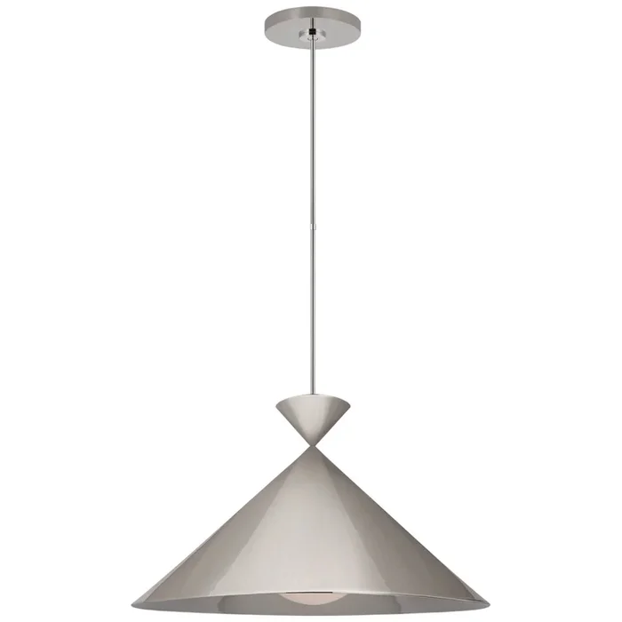 Paloma Contreras Orsay Grande Pendant in Polished Nickel with White Glass Ceiling Light W30″PCD 5220PN-WG