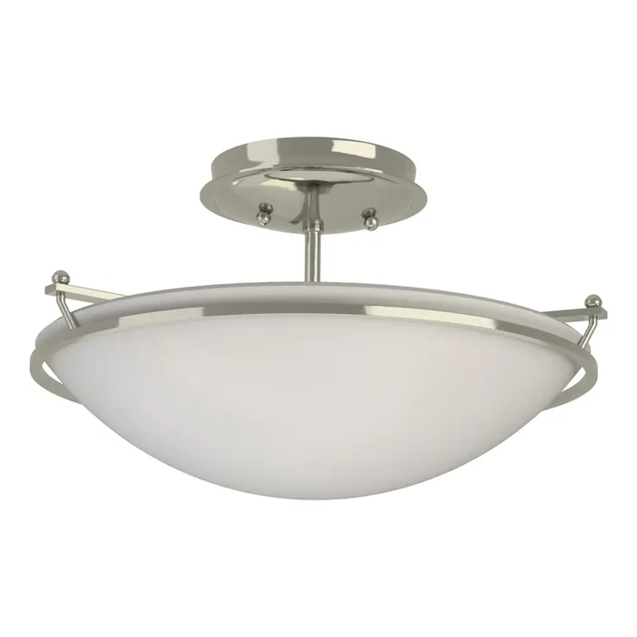 Plain Small Semi-Flush 2-Light Opal Glass (GG) in Sterling124302-SKT-85-GG0047