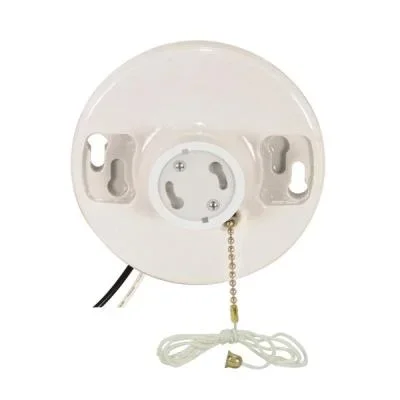 Pull Chain White Porcelain Gu24 On-Off Pull Chain Ceiling Receptacle3157916