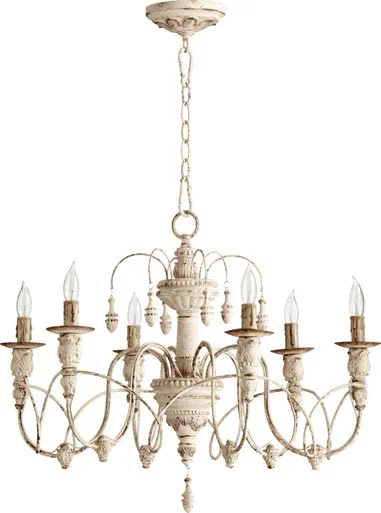 Quorum Salento Six Light Chandelier in Persian White – 6016-6-70