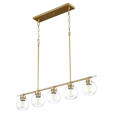 Quorum Volán Five Light Pendant in Aged Brass – 6617-5-80