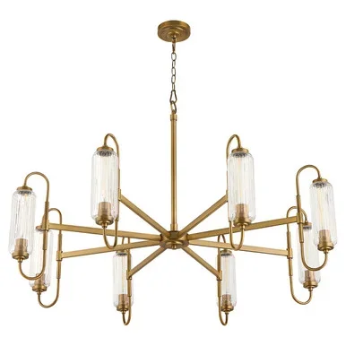 Quorum Whitmire Eight Light Chandelier in Brushed Brass – 6015-8-47