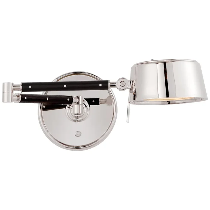 Ralph Lauren Alaster Articulating Wall Light in Polished Nickel and Black Ebony W7″ – 28.25″ x H7″RL 2170PN/BKE