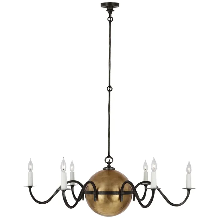 Ralph Lauren Ancram XL Chandelier in Natural Brass and Aged Iron Ceiling Light W41.25″RL 5792NB/AI