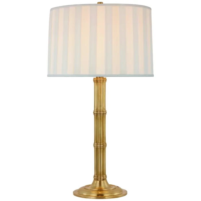 Ralph Lauren Downing Large Table Lamp in Natural Brass with Silk Box Pleat Shade W17.5″ x H31″RL 3522NB-SBP
