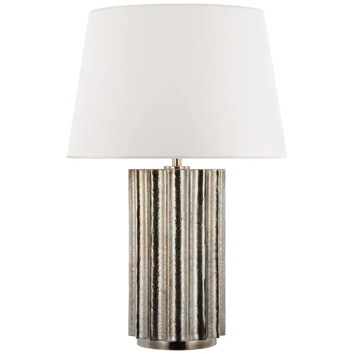 Ralph Lauren Kolber Medium Table Lamp in Butler’s Silver with White Paper Shade W19″ x H26.5″RL 3728BS-WP