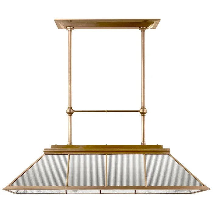 Ralph Lauren Rivington Large Billiard Chandelier in Natural Brass with Clear Ribbed Glass Ceiling Light W56.25″RL 5067NB-CG