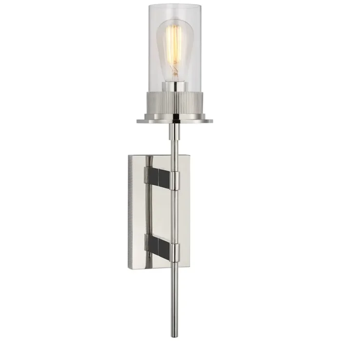 Ray Booth Beza Large Tail Sconce in Polished Nickel with Clear Glass Wall Light W5.25″ x H22.5″RB 2012PN-CG