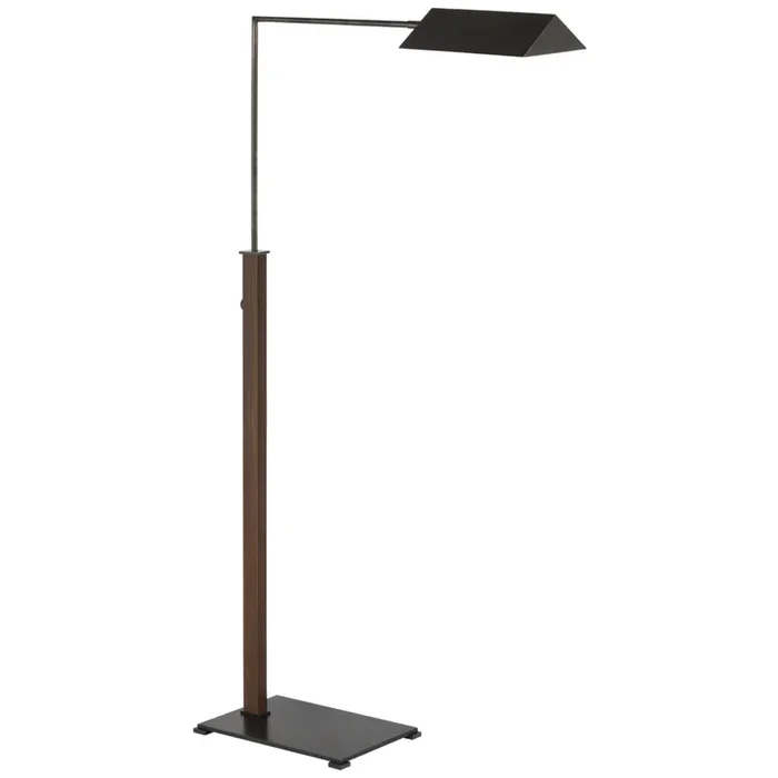 Ray Booth Copse Medium Pharmacy Floor Lamp in Bronze and Dark Walnut W10.75″ x H43″ – 60″RB 1005BZ/DW