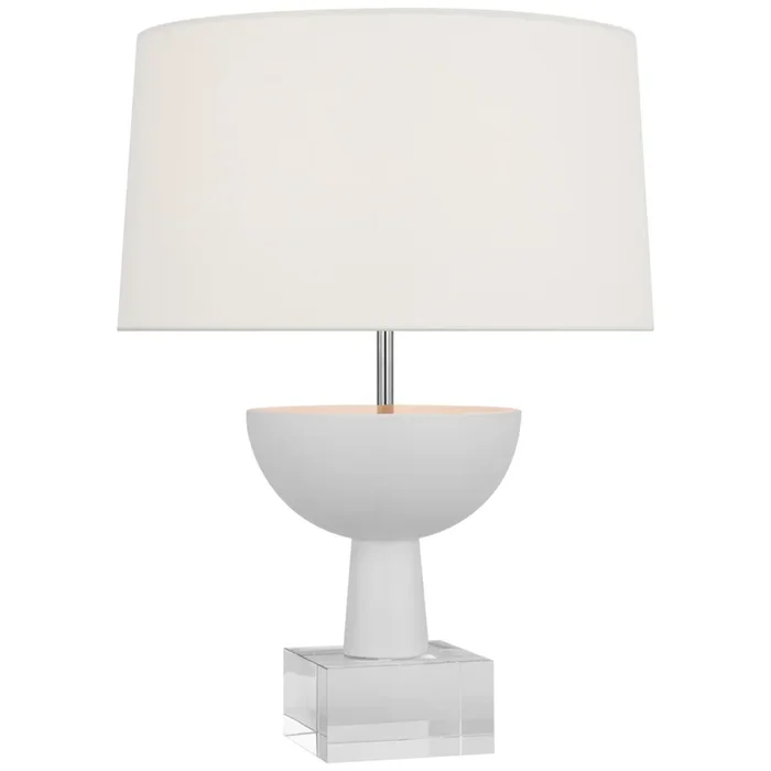 Ray Booth Eadan Medium Table Lamp in Plaster White with Linen Shade W15.5″ x H20.75″RB 3040PW-L