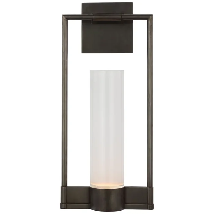 Ray Booth Lucid Single Bracketed Sconce in Bronze with Frosted Glass Wall Light W8″ x H18″RB 2030BZ-FG