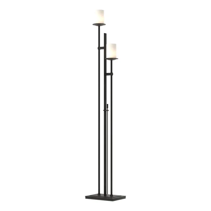 Rook Twin Floor Lamp 2-Light Opal Glass (GG) in Black – Dimmer on Base234903-SKT-10-GG0188